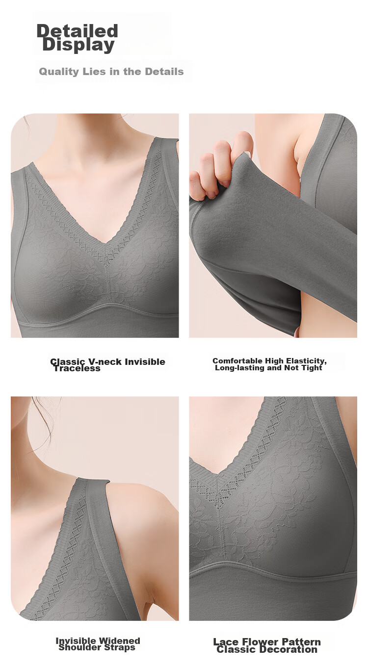 MiiOW Thermal Underwear Vest for Women with Lace Trim And Built-In Bra Pads, Acrylic Camisole, No Bra Needed, Base Layer, Gray, XL 17