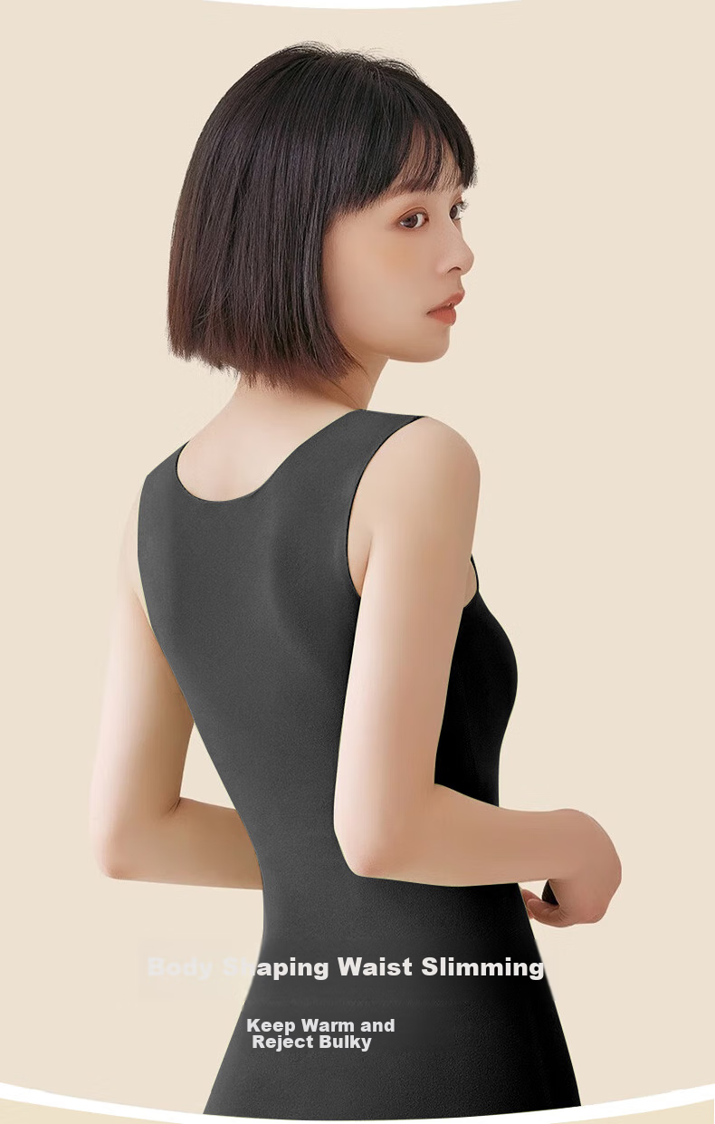 FitonTon 2-Pack AB-Side Thermal Vest for Women, Brushed Fleece Seamless Camisole Undershirt Base Layer Sleeveless Slim-Fit Top Size L 4