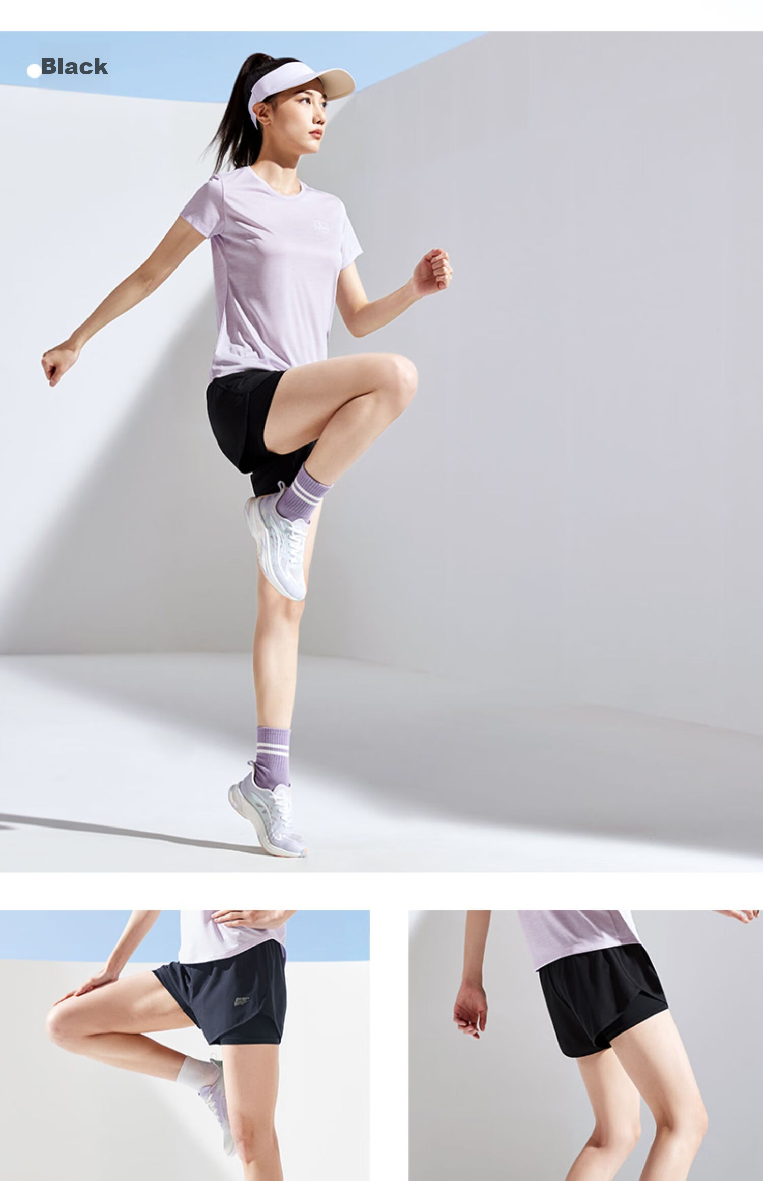QIAODAN Women's Shorts, Sports Pants, Summer Lightweight Breathable Quick-Dry Fake Two-Piece Anti-Exposure Running Pants for Wome 6