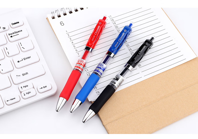 BAOKE A35 0.5mm Red Retractable Gel Pen Office Signing Pen Bullet Tip Water-Based Pen 12 Pcs/box 12