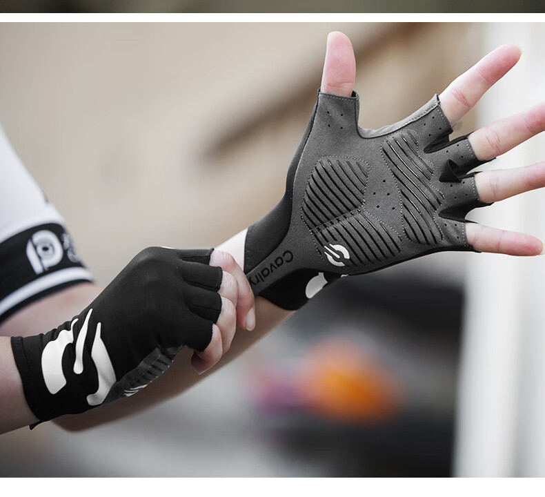 CAVALRY Bicycle Gloves, Half-Finger Windproof Mountain Bike Road Bike Shock-Absorbing Gloves, Men's And Women's Spring Summer Outdoor Sports Fitness Gloves, Cycling Equipment, Black XL Size 4