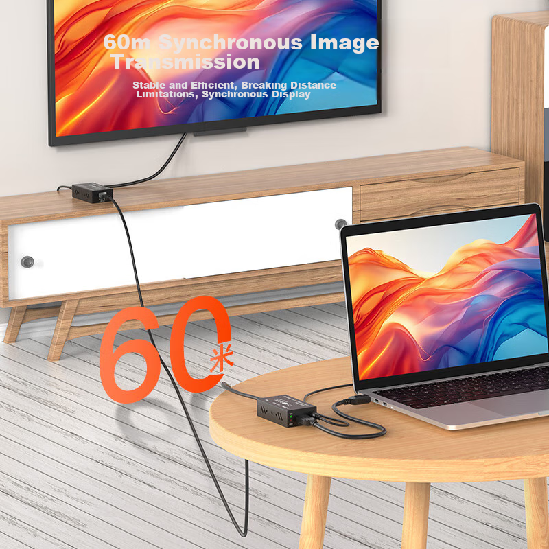 CHOSEAL QVC01 HDMI Extender 60 метров, конвертер HDMI в RJ45, усилитель сетевого сигнала высокой четкости, комплект передатчика и приемника, черный