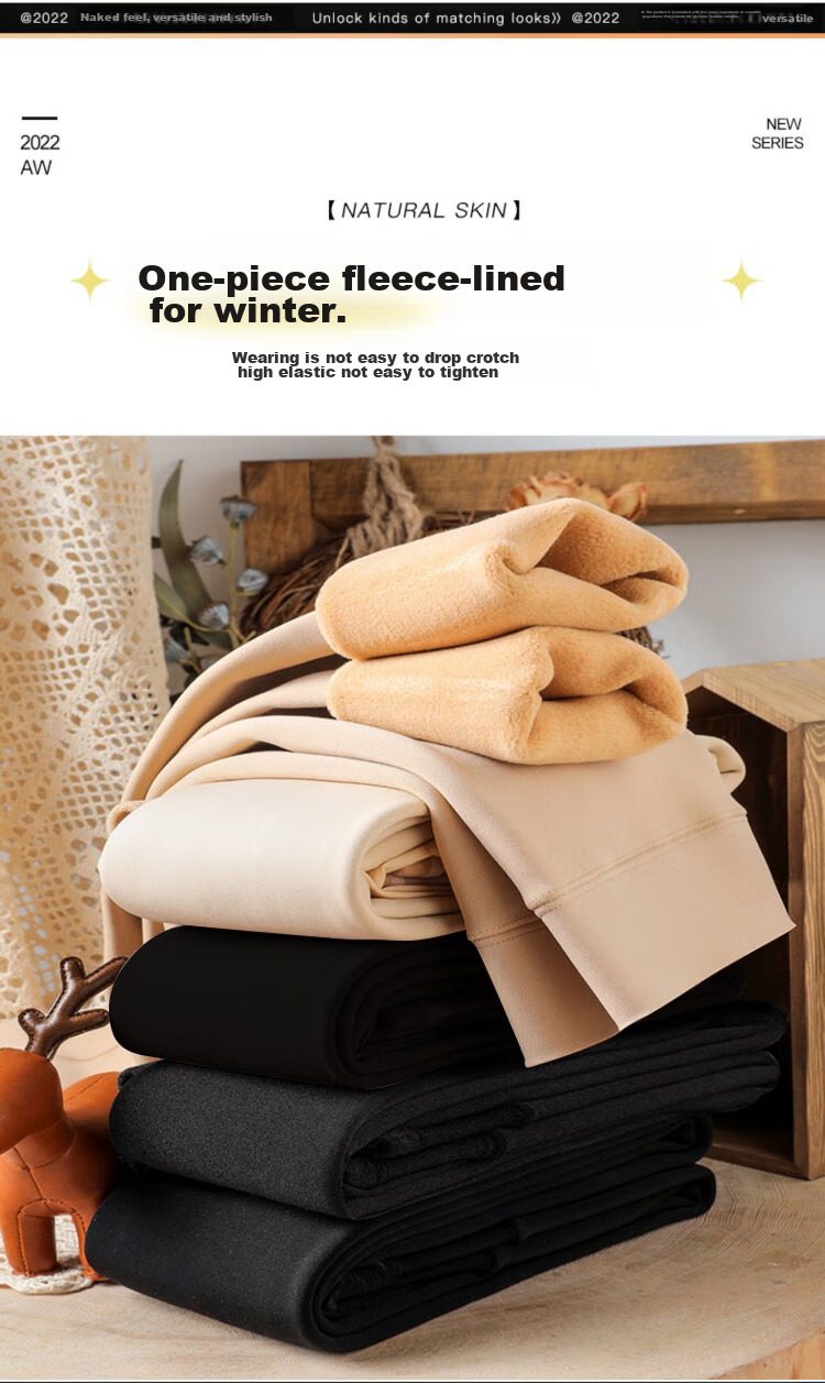 LangSha Women's Leggings for Outdoor Wear, Bare-Leg Effect, Spring Autumn Winter Fleece-Lined Thick Warm Cotton Pants Socks, Two Pairs of Thick Autumn Pants 8