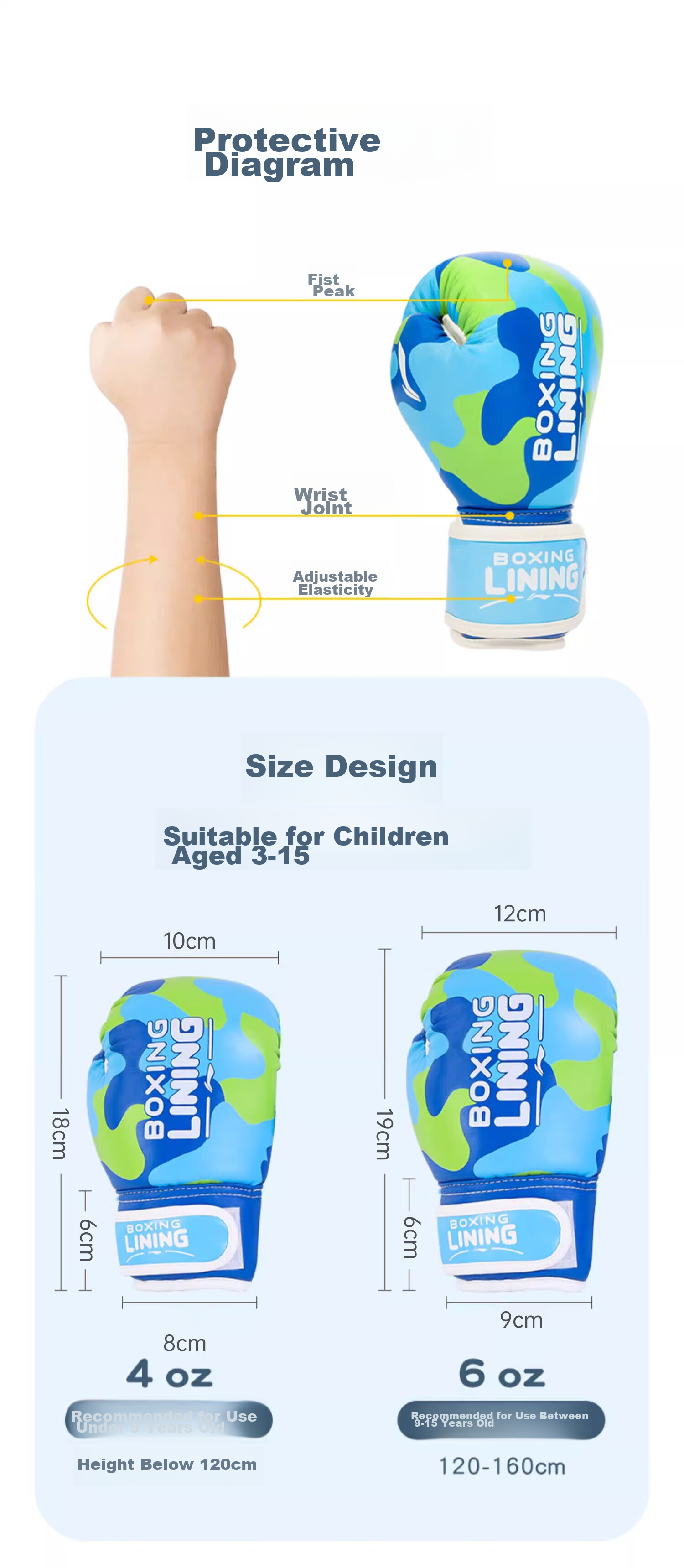Li-Ning Children's Boxing Gloves, Boxing Training Equipment, Youth Sanda Competition Exercise, Boys And Girls Taekwondo, Blue 24