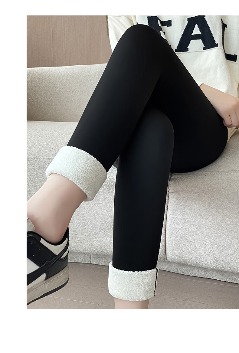 LangSha Ultra Thick Sharkskin Women's Autumn Winter Fleece-Lined Slim Fit High Waist Tummy Control Warm Outerwear Leggings 16
