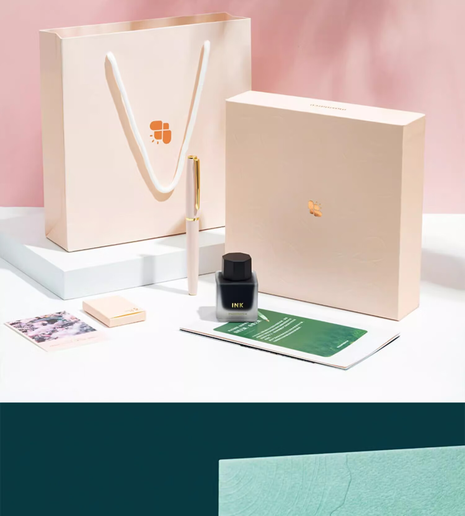 M&G Stationery [National Day Gift] Deep Sea Blue Fountain Pen Set Gift Box for Students, Self-Use, Gifting, Birthday (1 F Nib Fountain Pen + 1 Black Ink + 5 Ink Cartridges) 1