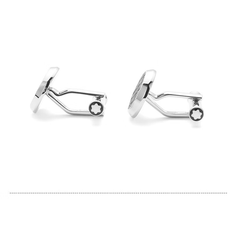 MONTBLANC Round Cufflinks Silver Gray Granular Pattern 116654 Gift 4