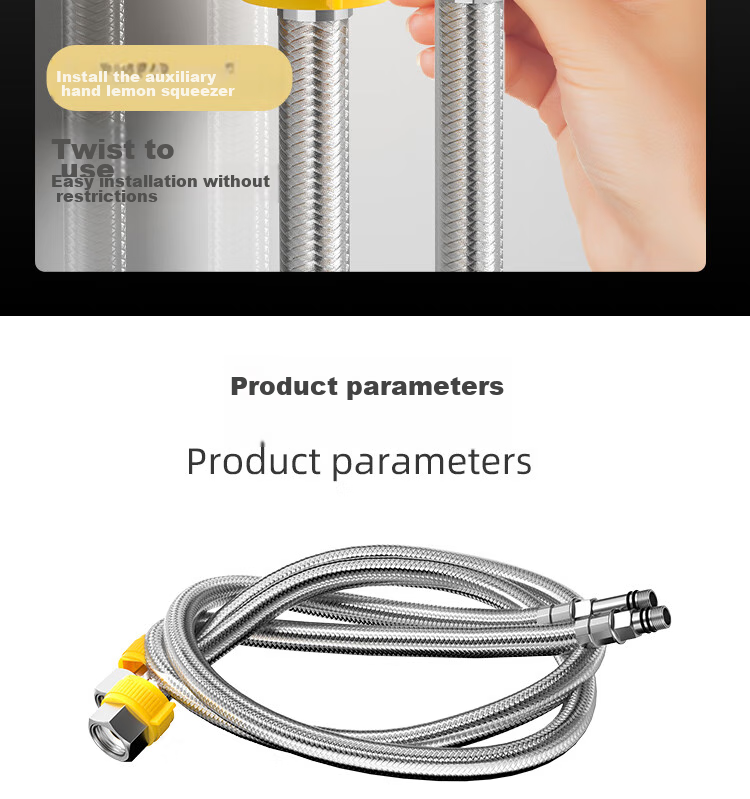 MEJUE Stainless Steel Braided Flexible Hose for Inlet Water Supply to Sink And Bathtub, Hot And Cold Water Hose, 100cm*2 Pieces Z-04421 11