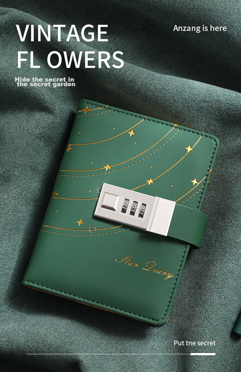 Longe Password Lock Notebook, B6 Small Size Password Book with Lock, Diary That Can Be Carried Anywhere, Lockable Journal, High-Quality Thickened Notebook, Customizable 5