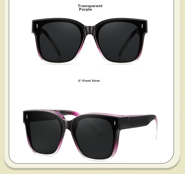 Xiongmaoshasha Folding Sunglasses, Light Purple, UV Protection, Polarized, Can Be Used with Prescription Glasses 8
