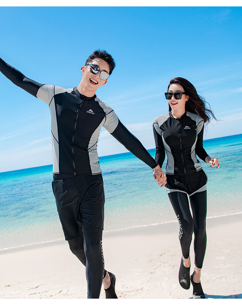 Yifu Quick-Dry Sun Protection Wetsuit for Men, Two-Piece Long Sleeve And Pants Set, Snorkeling Suit, Couple's Swimwear, Women's Surfing Suit 13