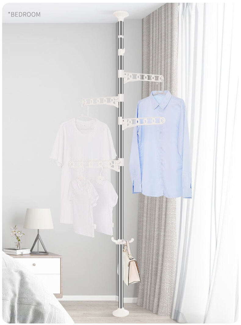 Baoyouni Extendable Clothes Drying Rack, Freestanding Hanger Stand, Modern Simple Balcony Floor-Standing Clothes Drying Rack for Bedroom 5