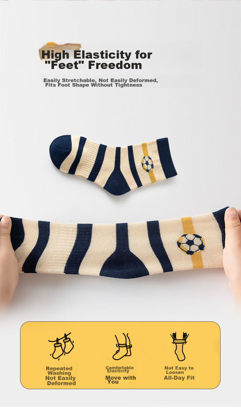 YUZHAOLIN Children's Socks Autumn Style Boys' Seamless Mid-Calf Socks Baby Socks Cotton Socks for Fall And Winter Mid to Big Kids Little Boys Long Socks 4