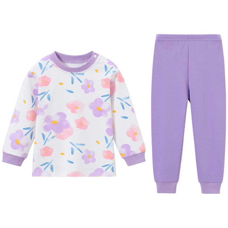 YUZHAOLIN Children's Autumn Underwear Set for Boys And Girls, Cotton Pajamas for Kids, Strawberry And Little Flower Design, Good Bear Patter