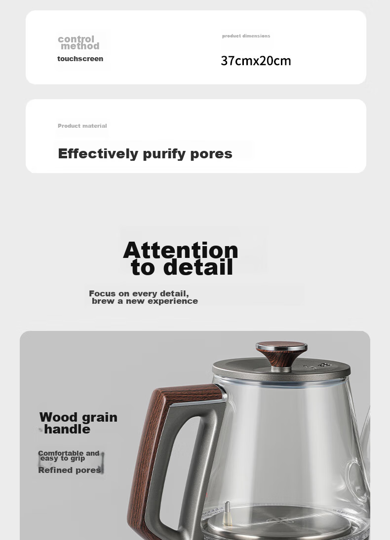 Biooner Fully Automatic Electric Kettle with Water Inlet, Tea Table All-In Water Boiler for Home And Office Use, Built-In Tea Table And Tea Set Electric Tea Stove Set RY-10 Cleaning Model 23