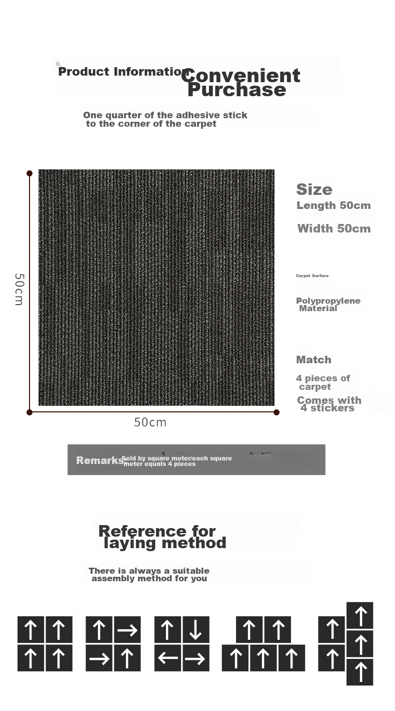 Boneng Commercial Office Carpet, Hotel Conference Room High-End Specialized Square Tile Carpet, Large Area, 8 Pieces Per Set 15