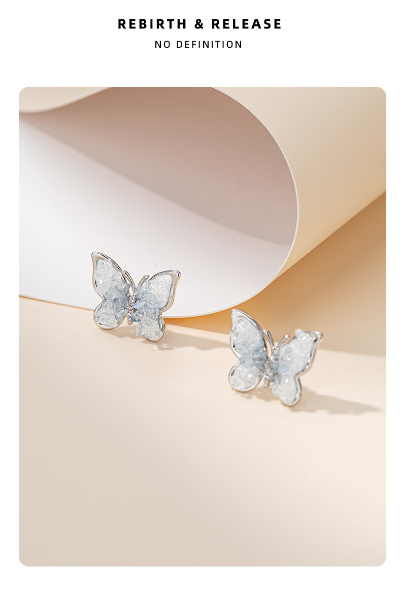 Qlady Crystal Butterfly Elegant Stud Earrings for Women, Pure Silver Earrings, New Style 2026 New Year High-End Silver Jewelry Earrings, Unique Ear Studs 6
