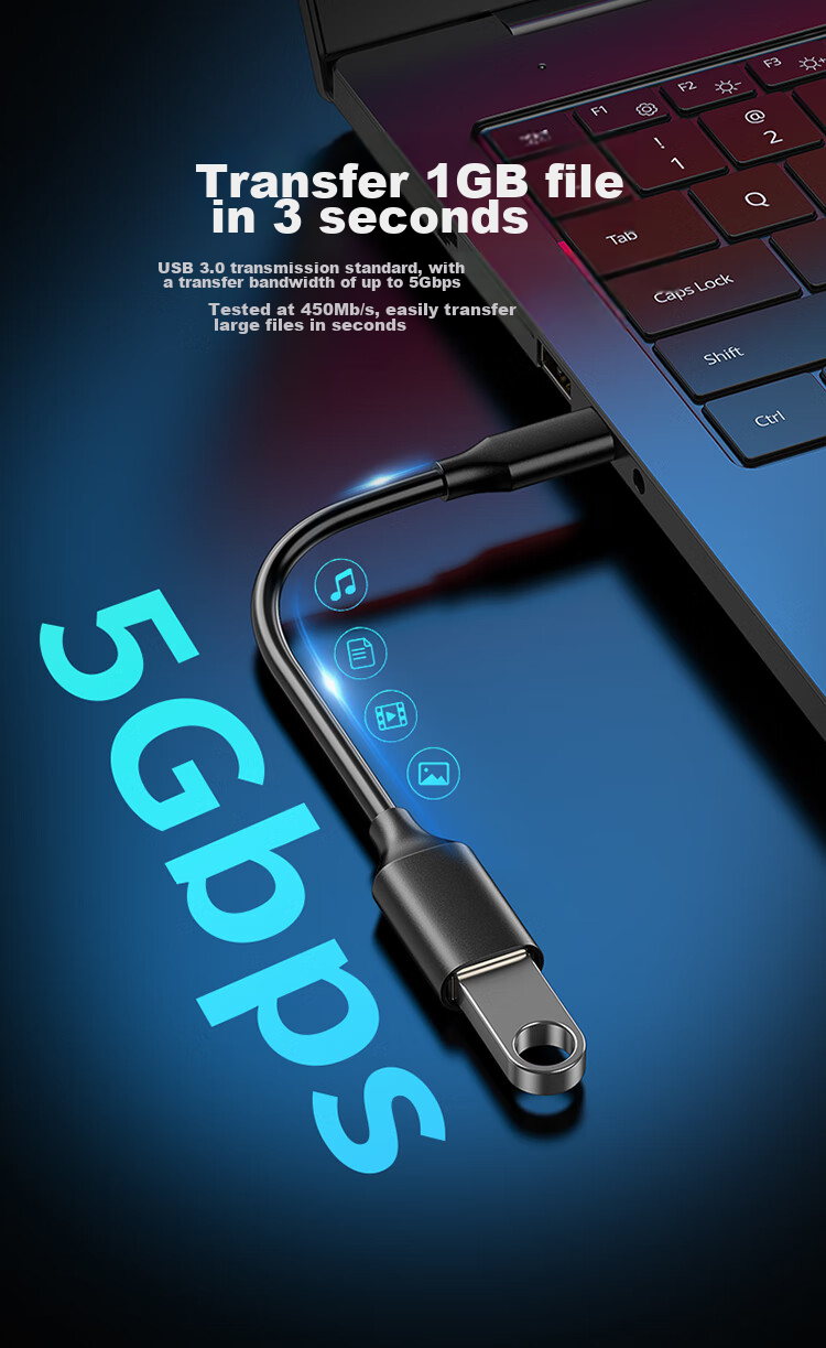 EKL Adapter Cable, Type-C to USB 3.0 Male to Female OTG Converter for Laptops, Tablets, Smartphones, Connecting USB Drives, Mouse Keys, Card Readers, Mobile Hard Drives for Data Transfer 4