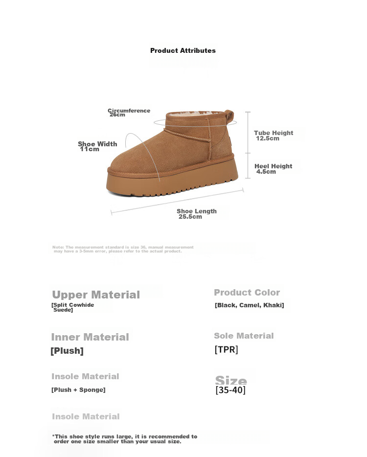 ZHR Snow Boots for Women, New Winter Style with Fleece Lining, Warm Cotton Shoes, Non-Slip Waterproof Thick-Soled Ankle Boots GZ08 Camel Color Size 39 24