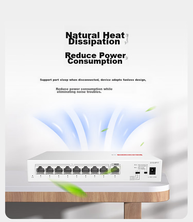 Huawei Kunling S110-8P1T Gigabit POE Switch, 8 Gigabit Electrical Ports + 1 Uplink Electrical Port, Power 124W, Enterprise-Grade Ethernet Network Cable Splitter, Hub And Flow Divider 5