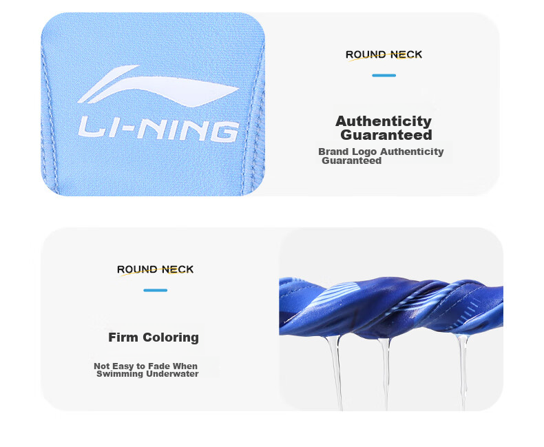Li-Ning Children's Swimming Cap with Printed Design, Comfortable Swim Cap for Boys And Girls, Model 6421, Blue Color 10