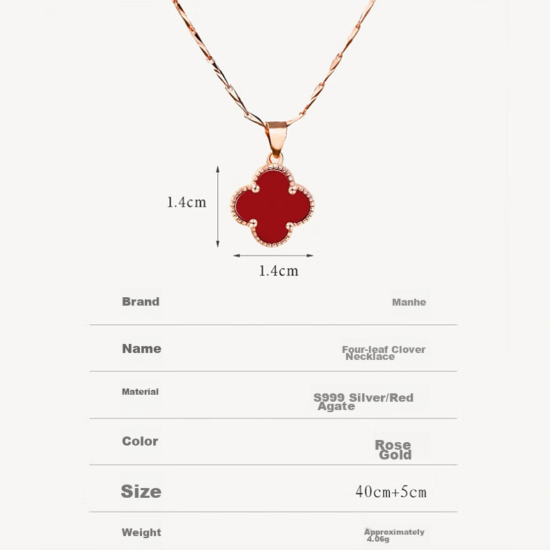 MANHE S999 Sterling Silver Four-Leaf Clover Necklace for Women, 2026 New Light Luxury High-End Birthday Gift for Girlfriend 9