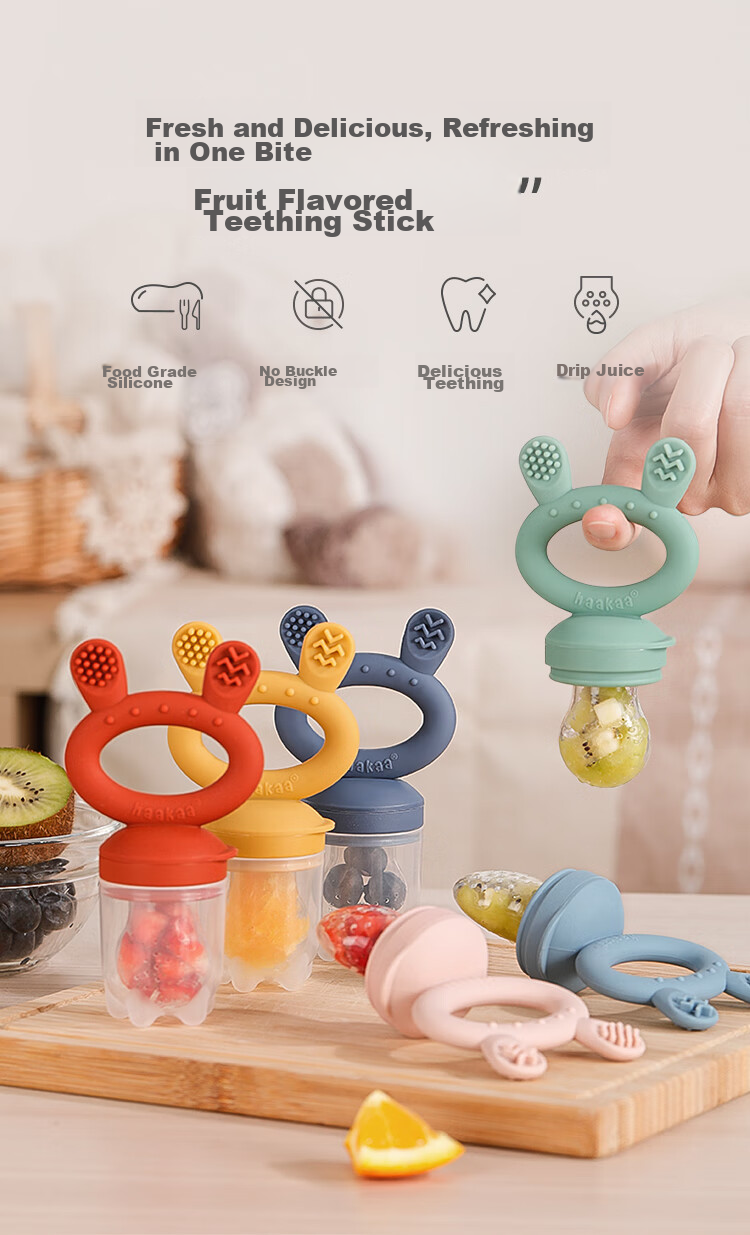 Haakaa Baby Food Teether, Lotus Pink Color, Fruit And Vegetable Teether for Infants, Fruit Sucking Toy And Complementary Food Feeder 1