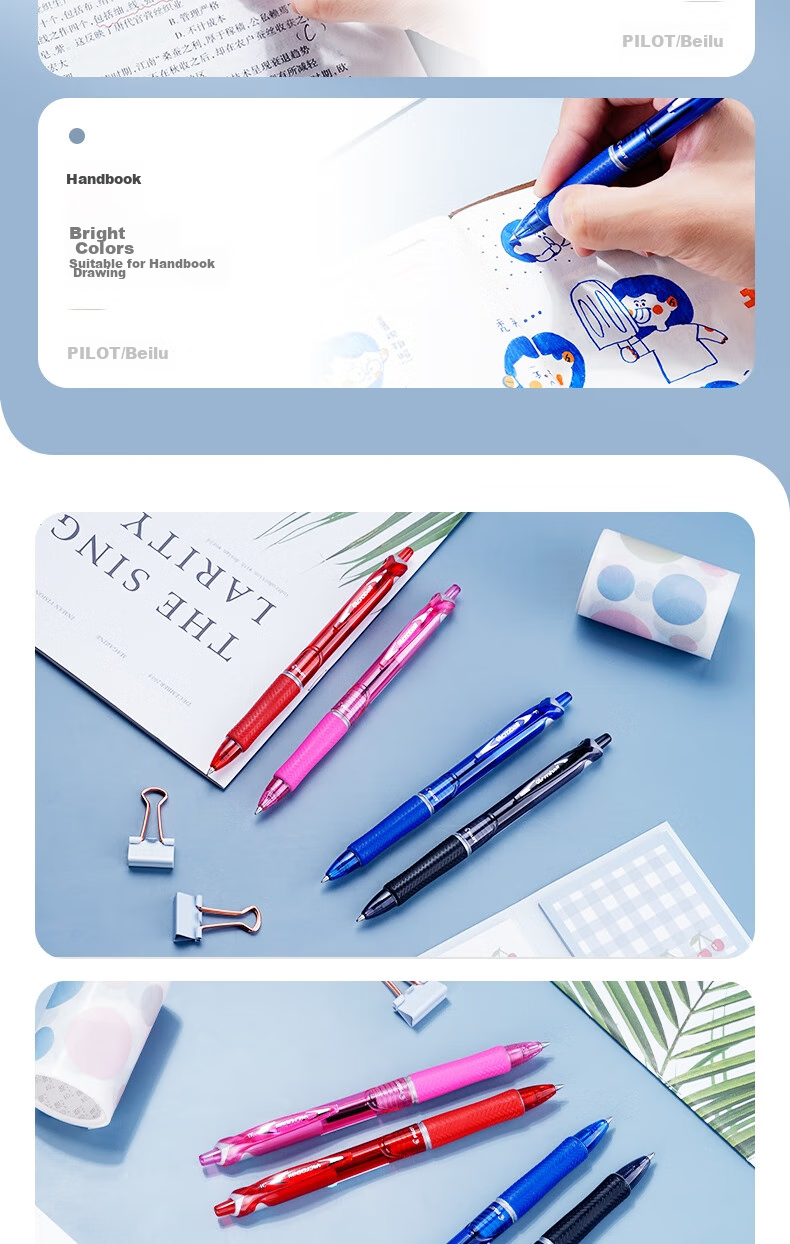 PILOT Acroball Retractable Ballpoint Pen, Smooth Writing, Medium Oil-Based Ink, Student And Office Exam Pen BPAB-15F 0.7mm Pink Barrel Blue Ink Single Pe 5