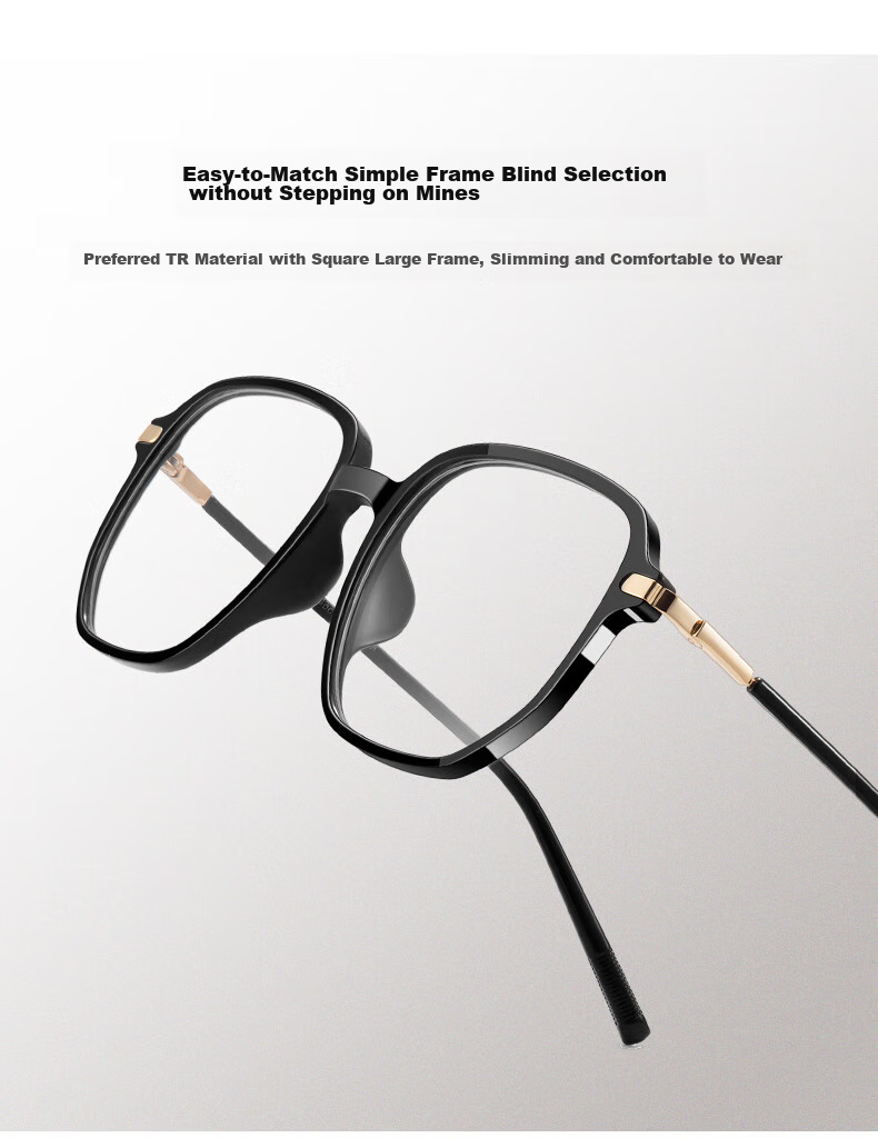 CAPONI Myopia Glasses for Women, Anti-Blue Light Radiation, Black Frame, Photochromic Lenses, Lightweight Black Large Frame, Face-Slimming, Can Be Fitted with Prescription Lenses 7