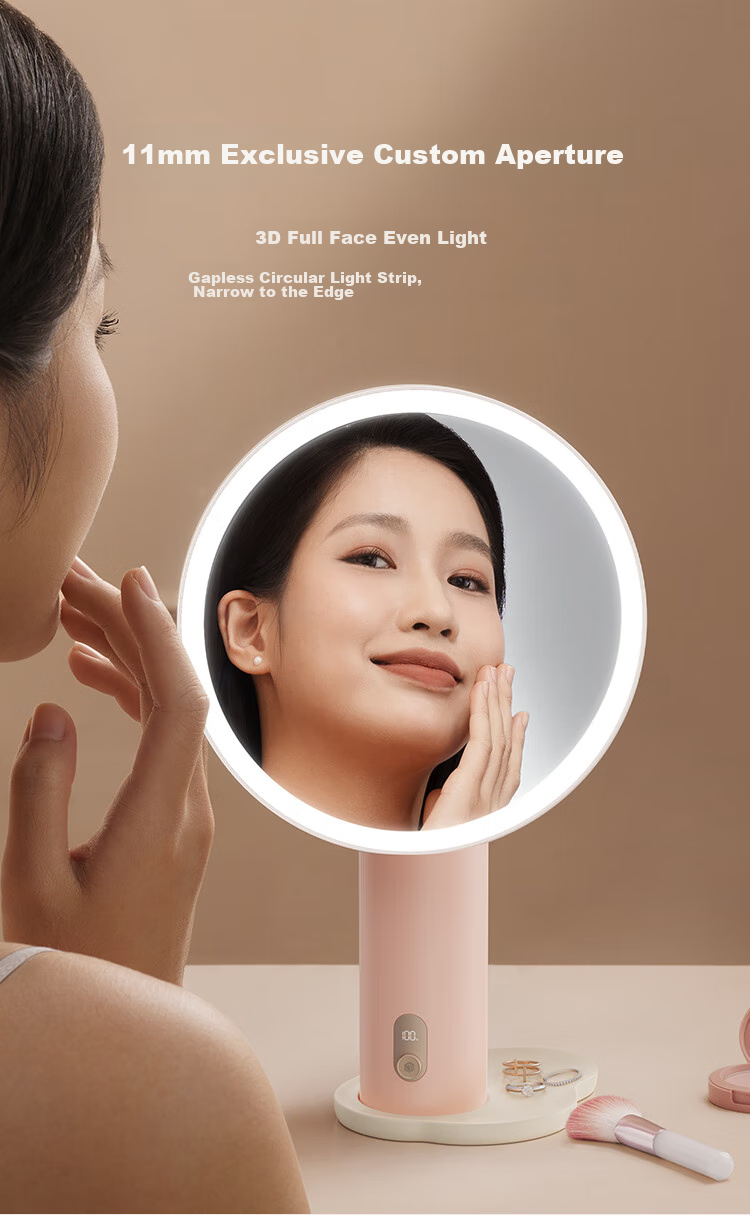 JD Original Three-Day Lighted Makeup Mirror with LED Desk Vanity Mirror for Live Streaming, Beauty Mirror, Birthday Gift for Wome 10