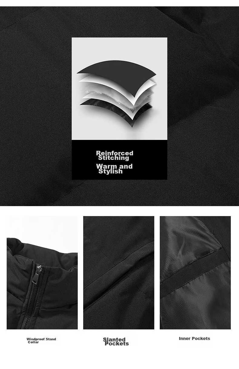 Huili Cotton Jacket for Men, Trendy Versatile Casual Fleece Coat, Thickened And Warm, Loose-Fitting Winter Cotton Padded Outerwear 8
