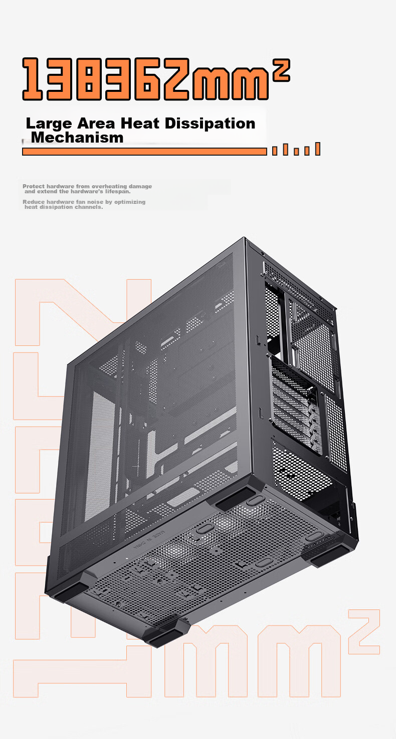 Golden Field Parallel World Black Gaming Computer Desktop Case Compatible with Dual 360mm Water Cooling ATX Motherboard Three-Sided Quick Release Supports Back Mounting 270° Panoramic View 8
