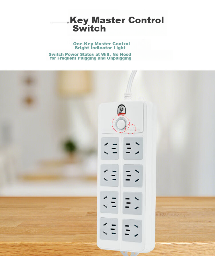 Zidantou TS-025c New National Standard 8-Outlet Full Length 2.8 Meters Master Switch Overload Protection Power Socket/power Strip/power Bar/power Strip 10