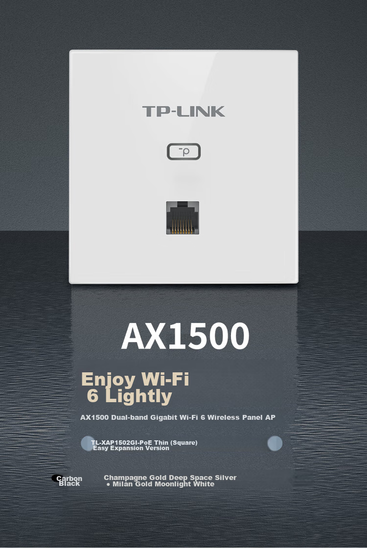 TP-LINK AX1500 Dual-Band Gigabit Whole-House WiFi 6 Panel AP Router, POE Powered AC Managed, TL-XAP1502GI Thin Champagne Gold (Square) Easy Expansion Versio 1