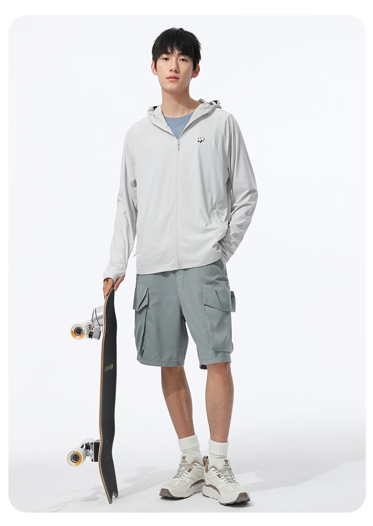 CAMEL [Panda Collaboration], Cool White Outdoor Sun Protection Clothing for Men And Women, UV-Resistant Ice-Cool Sun Protection Garment 33