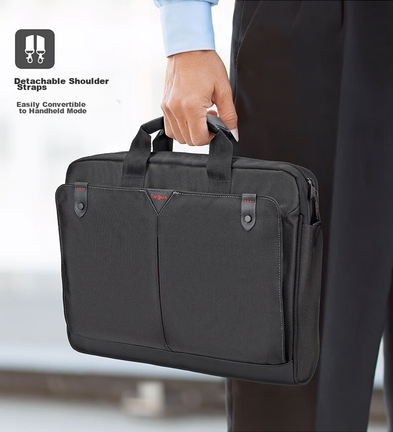 TARGUS Commuter Shoulder Laptop Bag, 15.6-Inch Business Lightweight Briefcase, Handbag, Single Crossbody Bag, Black, 515 10
