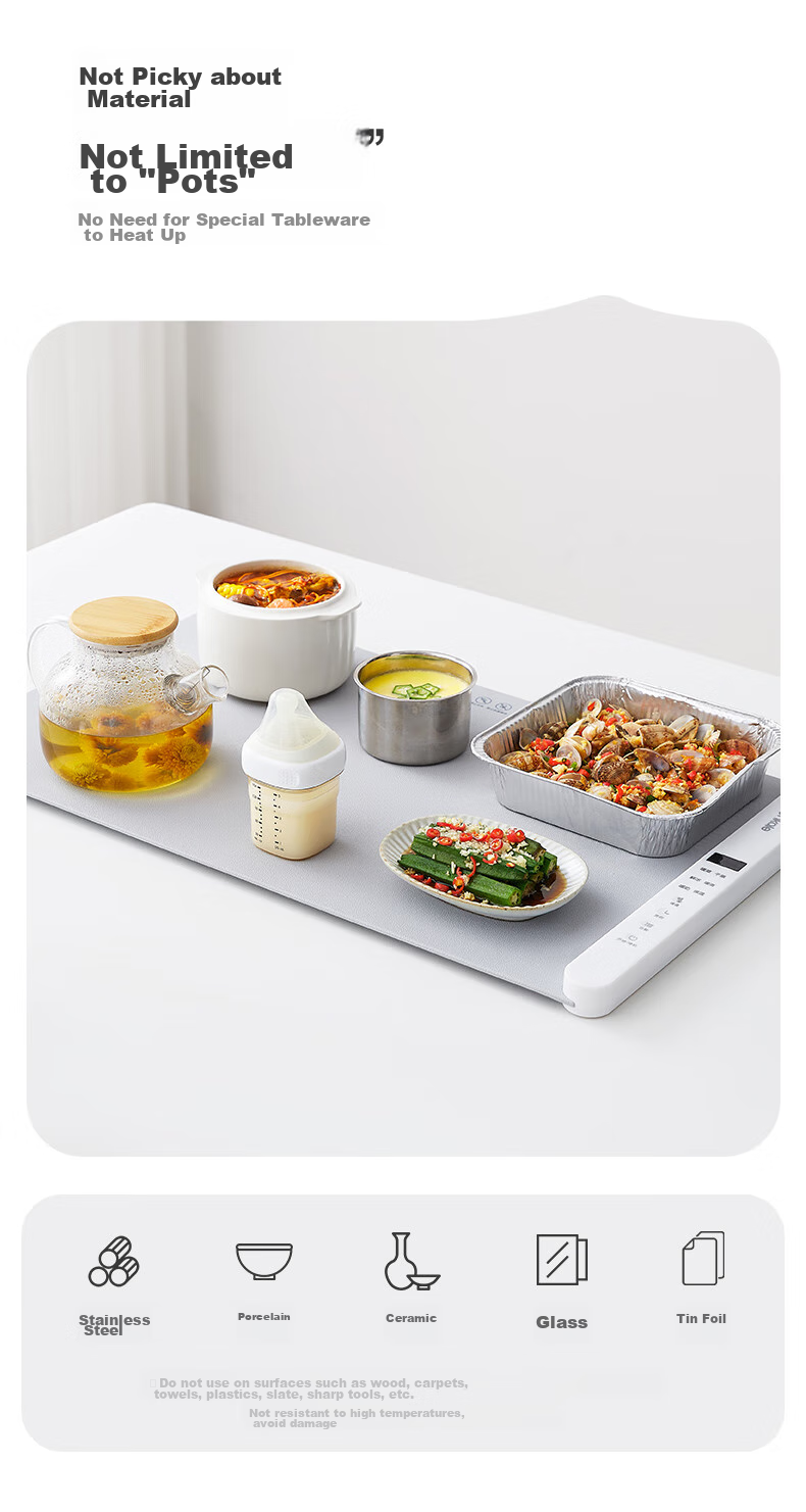 Ankale Food Warming Plate Upgraded Detachable Temperature Control Ultra-thin Integrated Silicone Roll-up Multi-level Adjustable Heat Preservation Board AJL-N03 6