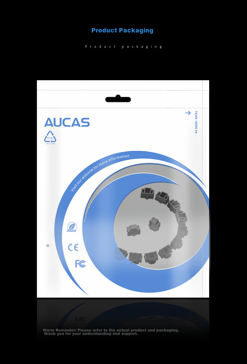 AUCAS Network Port Lock, Dust Plug, Network Interface Safety Lock, RJ45 Cable Connector Universal [Without Key And Lock], Black, 12/pack, ACPT45-A 6