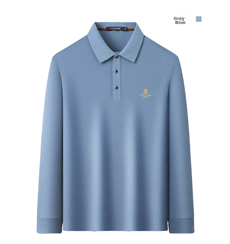 MONTAGUT [Soft Cotton Comfort & Crisp Skin-Friendly] Spring Casual Simple Long-Sleeve Polo Shirt Men's T-Shirt JG Gray-Blue 2XL 13