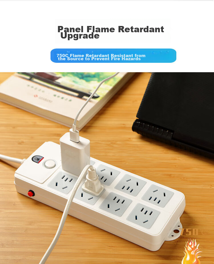 Zidantou TS-025c New National Standard 8-Outlet Full Length 2.8 Meters Master Switch Overload Protection Power Socket/power Strip/power Bar/power Strip 7