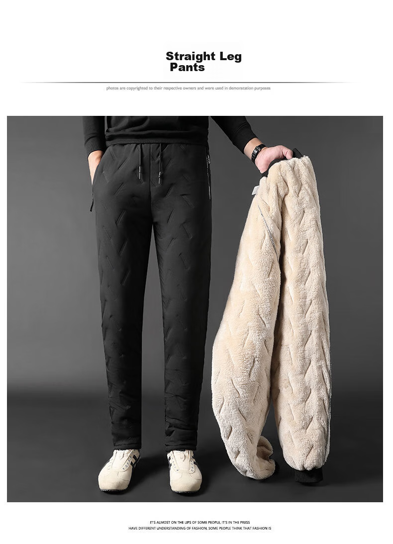 MiiOW Cotton Pants for Men, Winter Casual Plus Size, Fleece-Lined Thick Lambswool, Outdoor Workwear, Sports Warm Trousers for Me 28