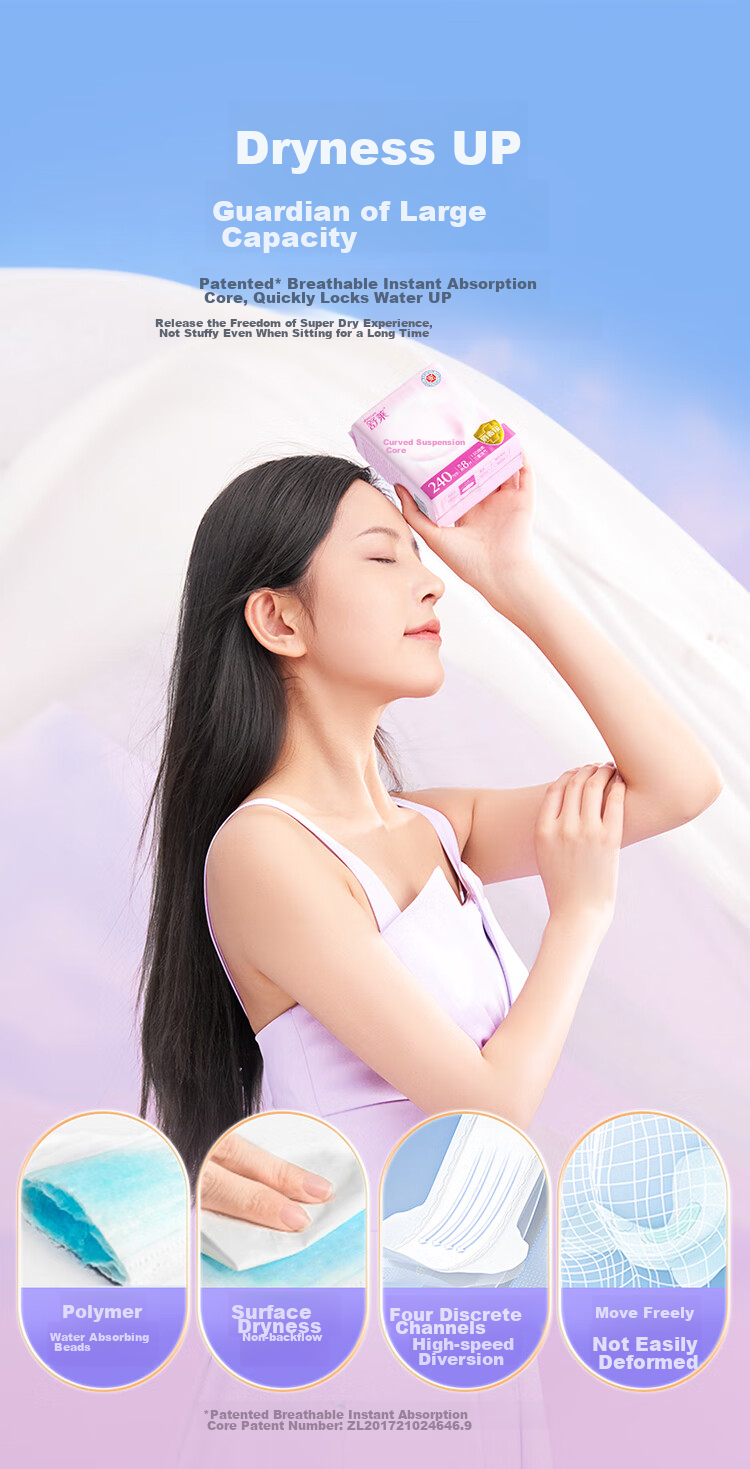 Shulai Disinfection-Grade Breathable Leak-Proof Sanitary Napkins, Daytime Use, 240mm, 48 Pieces, Large Quantity, Quick Absorption, Menstrual Pad Combination, Sold by JD 11