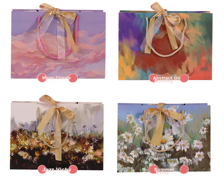 TaTanice Gift Bags, Set of 4, Handbags for Holidays And Birthdays, Confession Gift Bags, Birthday Oil Painting Style Gift Bags 4
