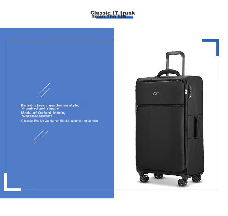 INTERNATIONAL TRAVELLER British IT Suitcase Check-In Luggage, Spinner Wheels, Ultra-Light Suitcase, 24-Inch Soft Fabric Case, 1191 Blue 3