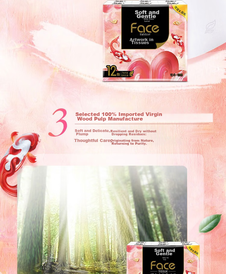 C&S Facial Tissue Art Oil Painting Face 4-Ply 7 Sheets * 36 Packs Thickened Mini Portable Small Pack Toilet Paper 5