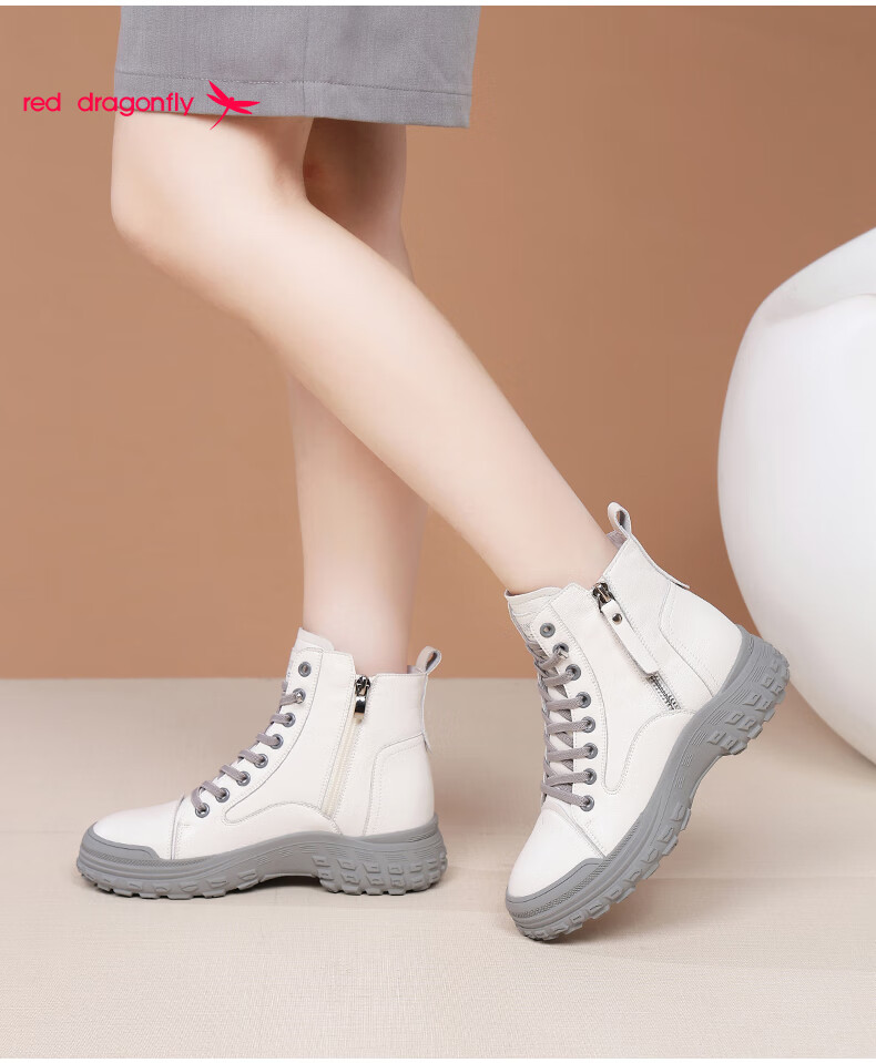 RED DRAGONFLY Women's Martin Boots British Style Fleece Lined Warm Slim Street High Top Versatile Boots WXC430051 3