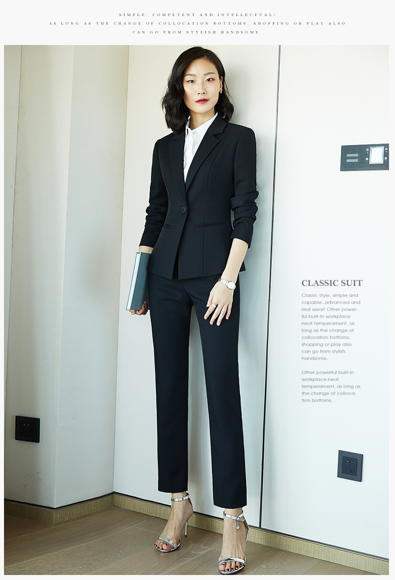 Quehou Spring And Autumn 2022 Fashion Casual Blazer Women's Professional Work Uniform Interview Formal Suit Jacket, Black, Size S 19