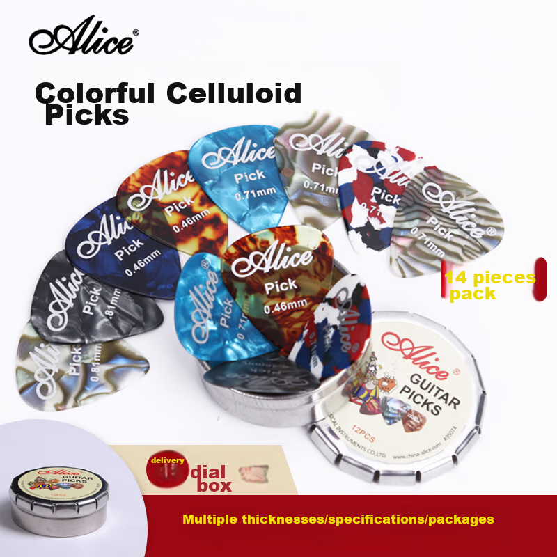 ALICE Guitar Pick Set, String Cleaner Picks, Quick-Release Picks, Three Thicknesses: 0.46mm, 0.71mm, And 0.81mm