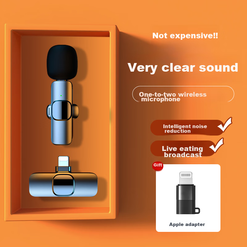 Haomuren Wireless Lavalier Microphone, Live Streaming Equipment, Small Bee Recording Device, Outdoor Interview Shooting, Short Video Vlog, Professional Anchor TikTok Noise-Cancelling Microphone