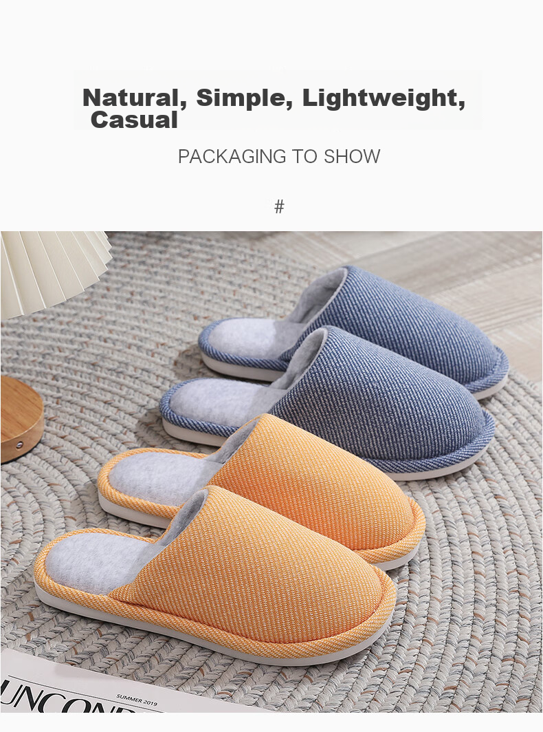GUOLUOFEI Japanese-Style Large Size Cotton Slippers for Men And Women, Spring Autumn Winter Indoor Home Wooden Floor Couple Warm Slippers, Green, Size 36-37 9